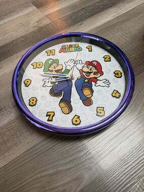 Super Mario Purple Frame Wall Clock - Nintendo Licensed